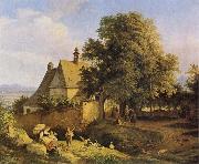 Adrian Ludwig Richter Church at Graupen in Bohemia oil painting reproduction